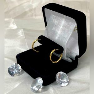 14K YELLOW GOLD Classic twisted hoop earrings matte and shine REAL GOLD vintage